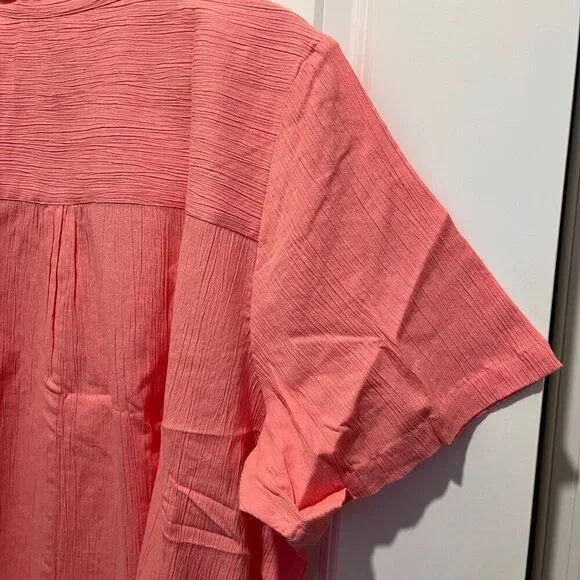 Denim & Co. Short Sleeve Embroidered Gauze Shirt Size 3X - Picture 5 of 13